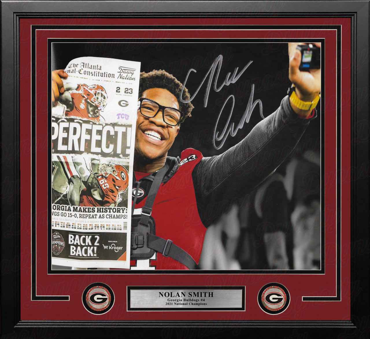 Nolan Smith Georgia Bulldogs 2021 National Championship Autographed 16" x 20" Framed Football Photo