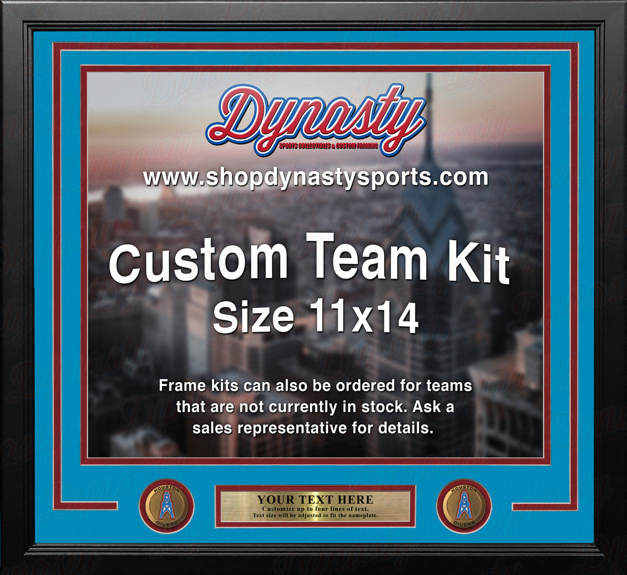 Houston Oilers Throwback Custom NFL Football 11x14 Picture Frame Kit (Multiple Colors)