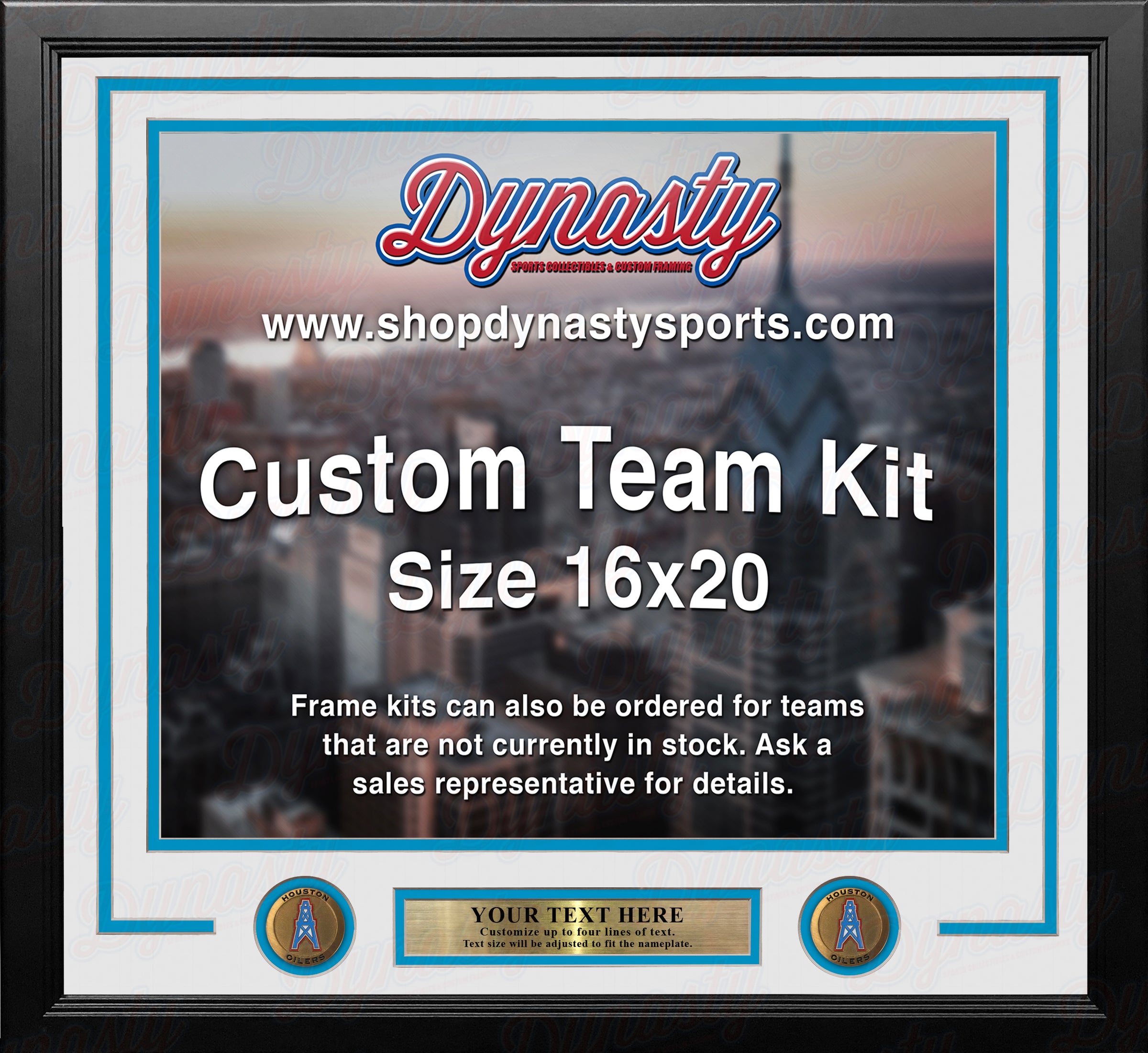 Houston Oilers Throwback Custom NFL Football 16x20 Picture Frame Kit (Multiple Colors)