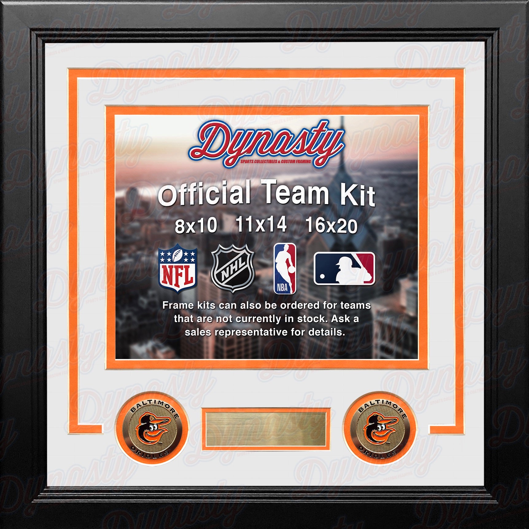Baltimore Orioles Custom MLB Baseball 11x14 Picture Frame Kit (Multiple Colors) - Dynasty Sports & Framing 