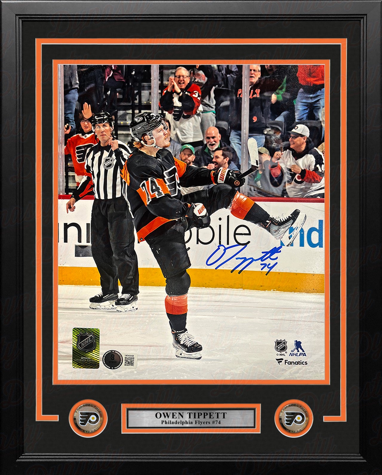 Owen Tippett Goal Celebration Philadelphia Flyers Autographed 11" x 14" Framed Hockey Photo