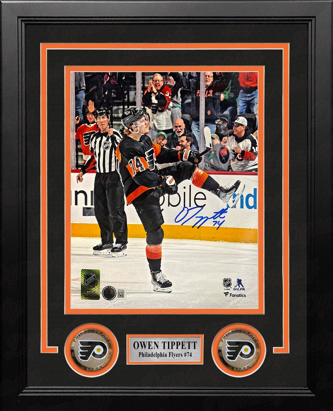 Owen Tippett Goal Celebration Philadelphia Flyers Autographed 8" x 10" Framed Hockey Photo