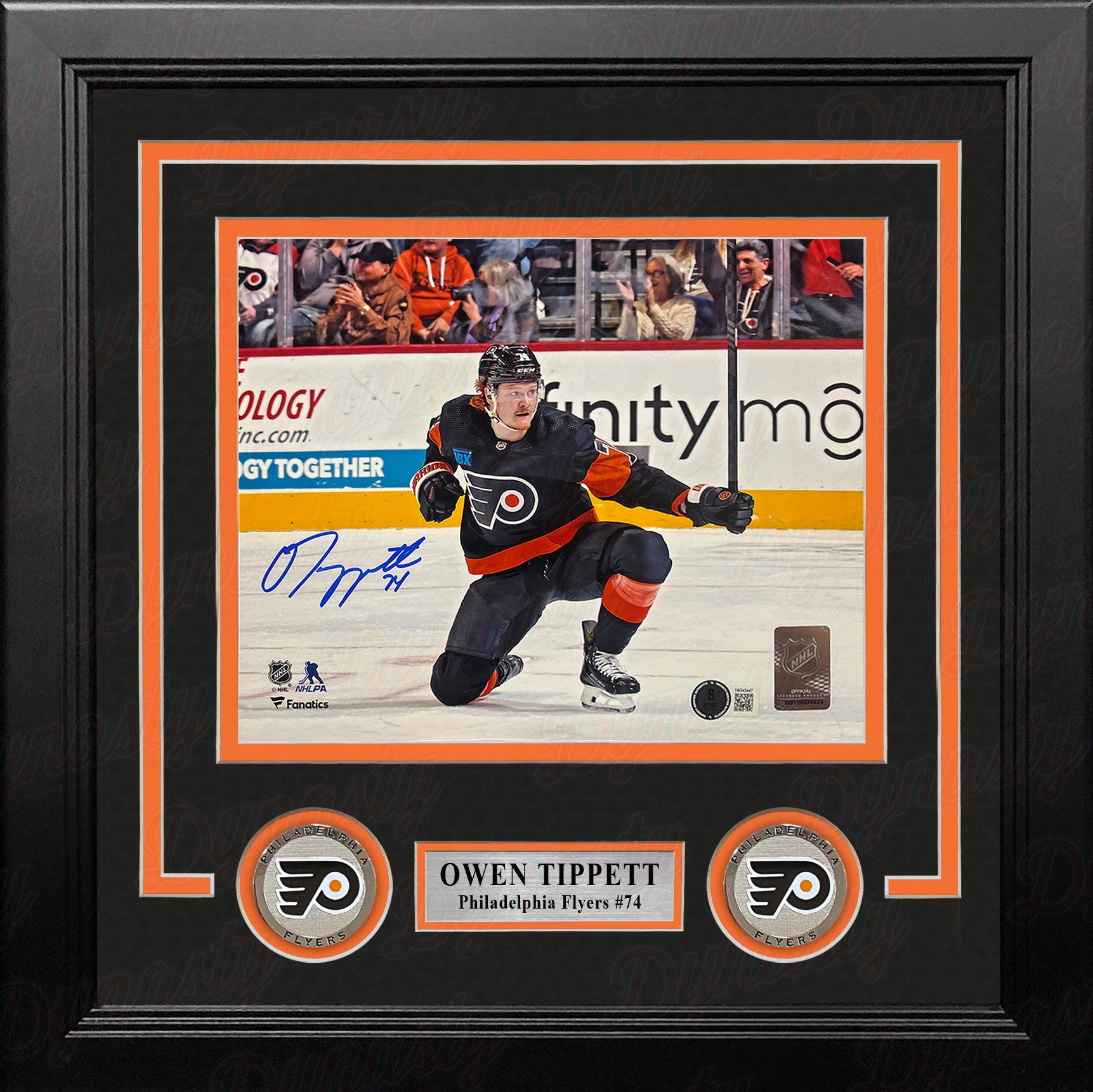 Owen Tippett Knee Celebration Philadelphia Flyers Autographed 8" x 10" Framed Hockey Photo