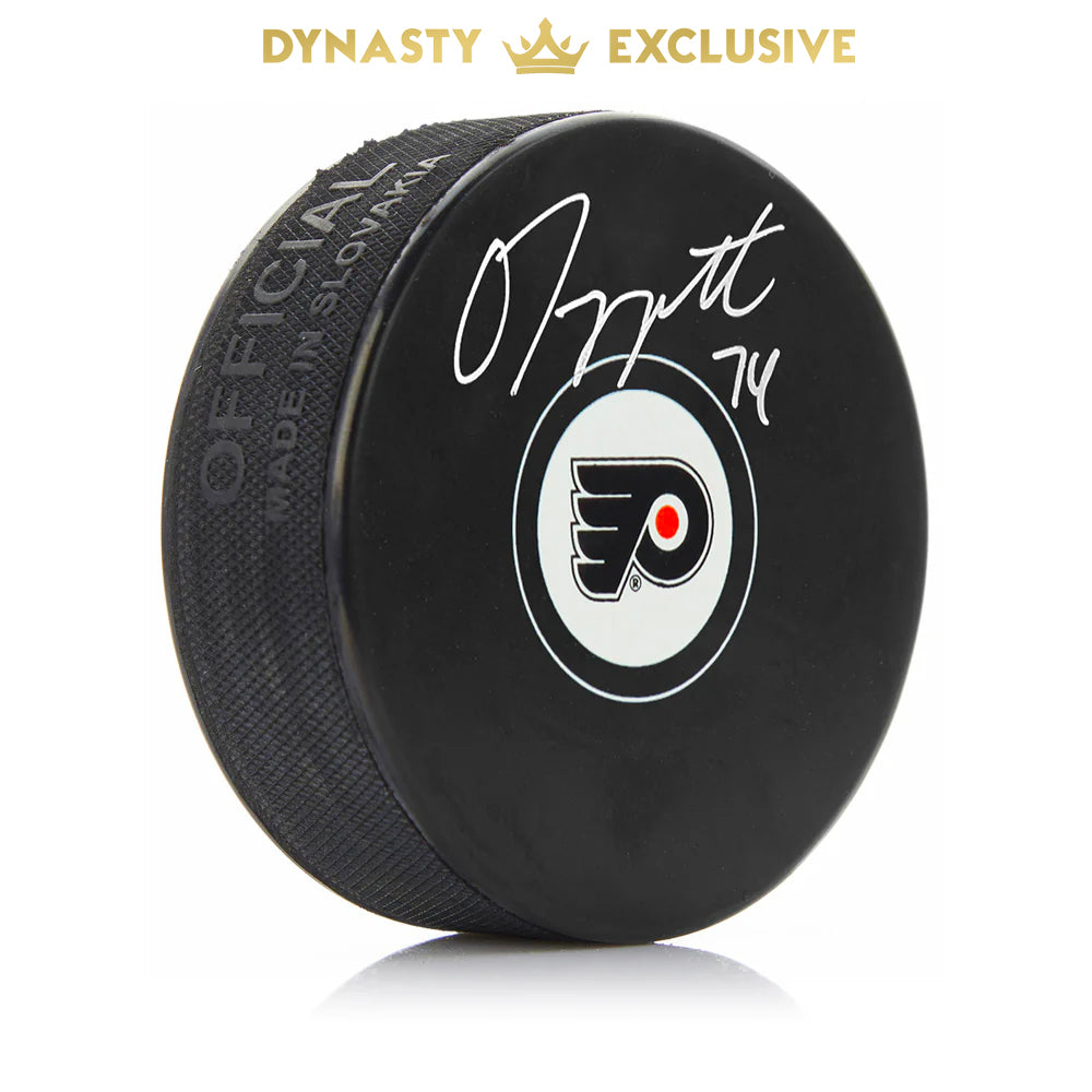 Owen Tippett Autographed Philadelphia Flyers Hockey Logo Puck