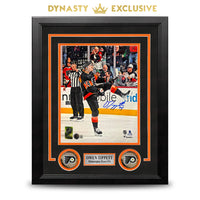 Owen Tippett Goal Celebration Philadelphia Flyers Autographed 8" x 10" Framed Hockey Photo