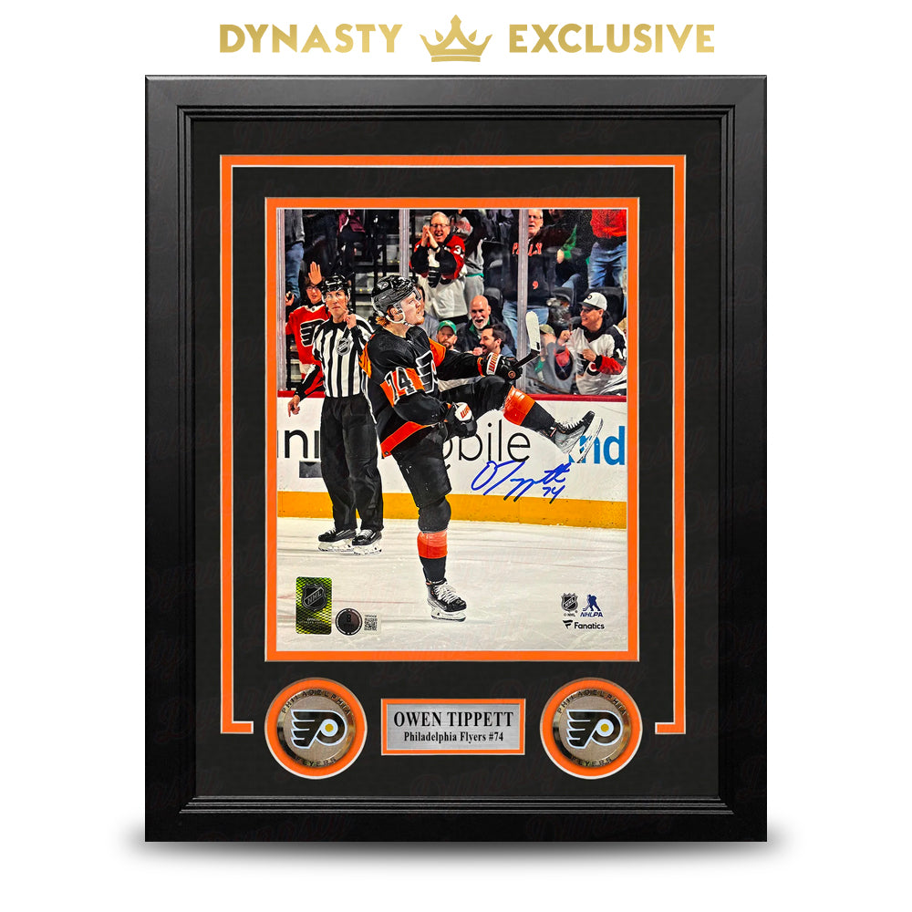 Owen Tippett Goal Celebration Philadelphia Flyers Autographed 8" x 10" Framed Hockey Photo