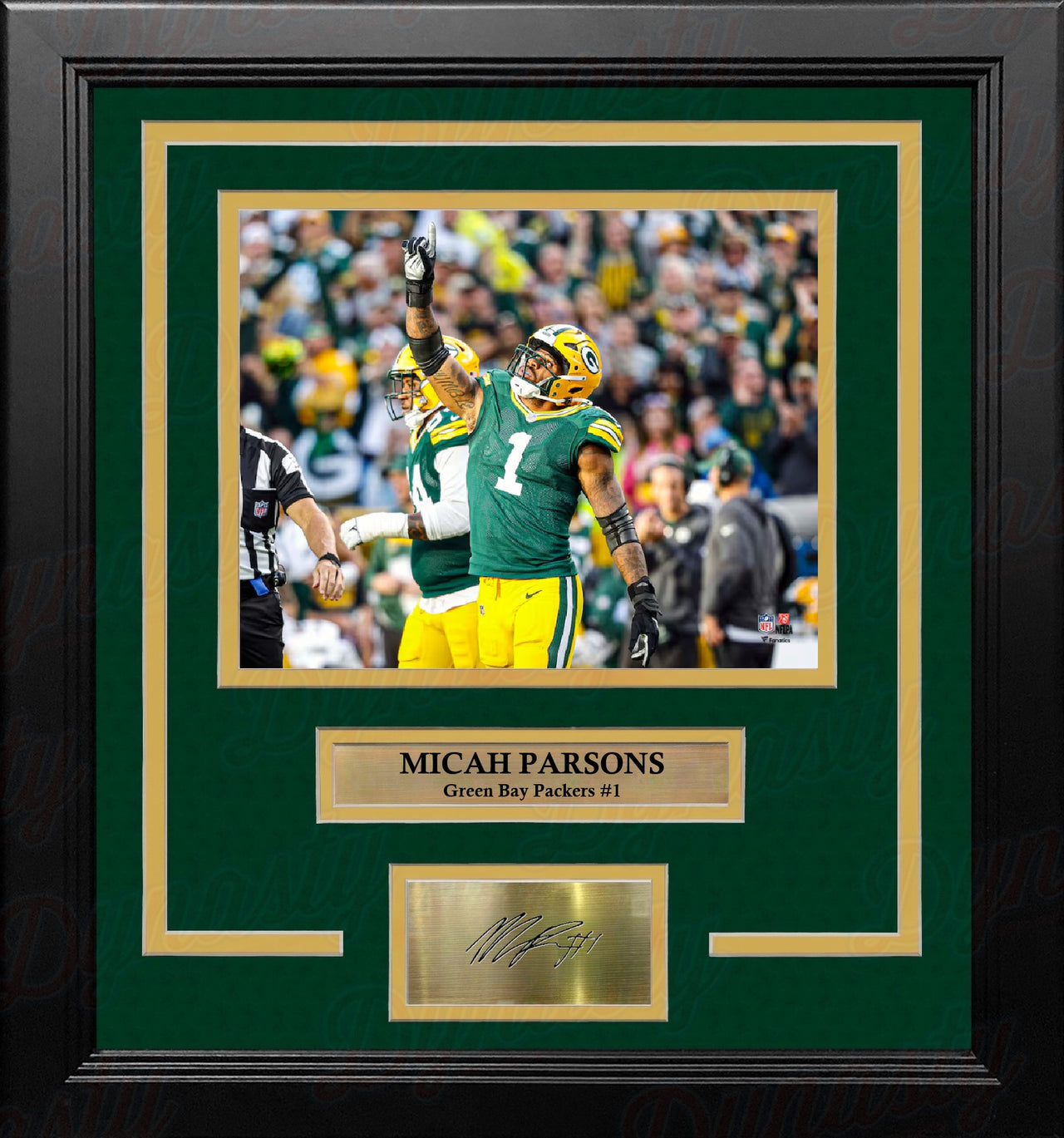 Micah Parsons in Action Green Bay Packers 8" x 10" Framed Football Photo with Engraved Autograph