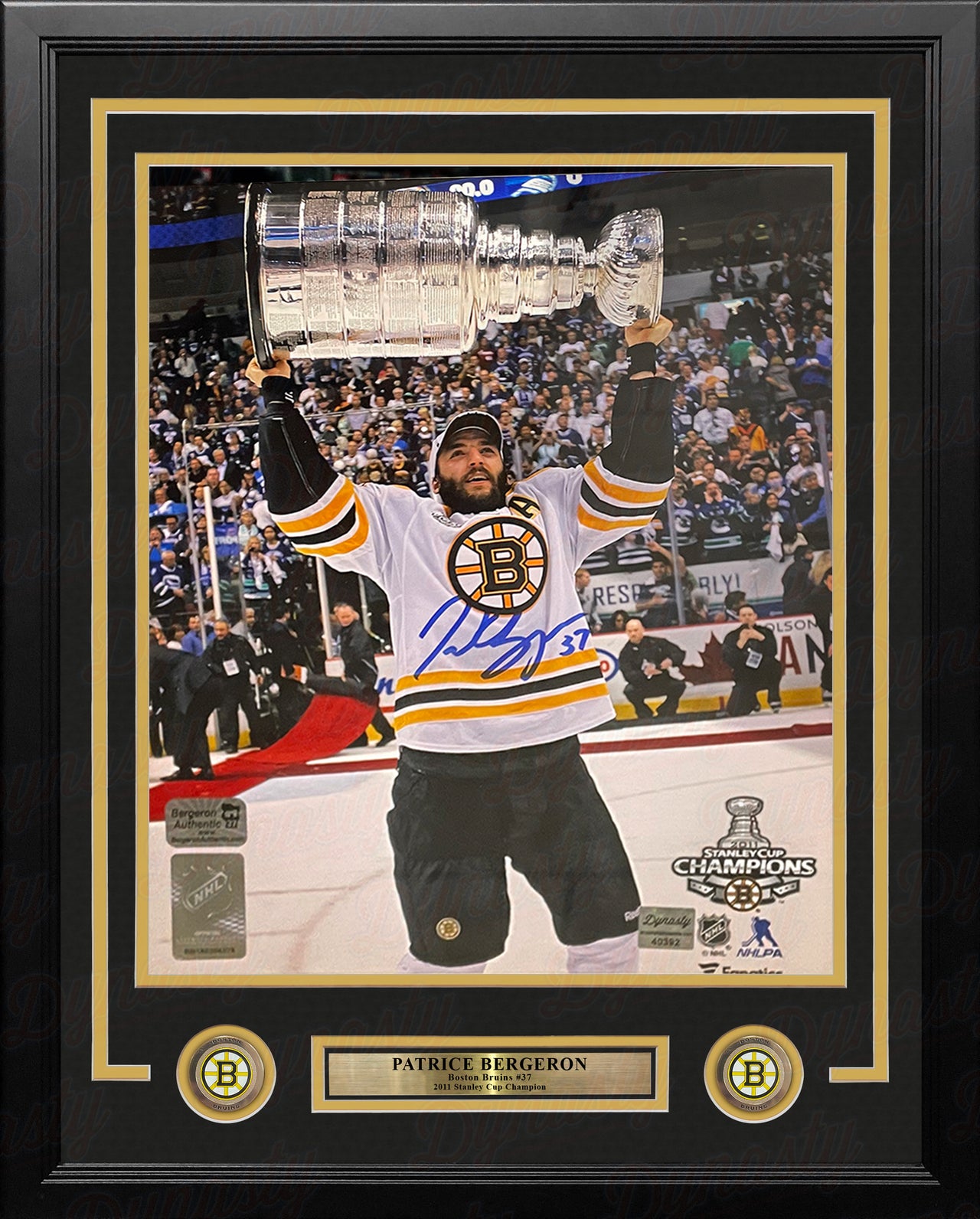 Patrice Bergeron 2011 Stanley Cup Boston Bruins Autographed 11" x 14" Framed Hockey Photo