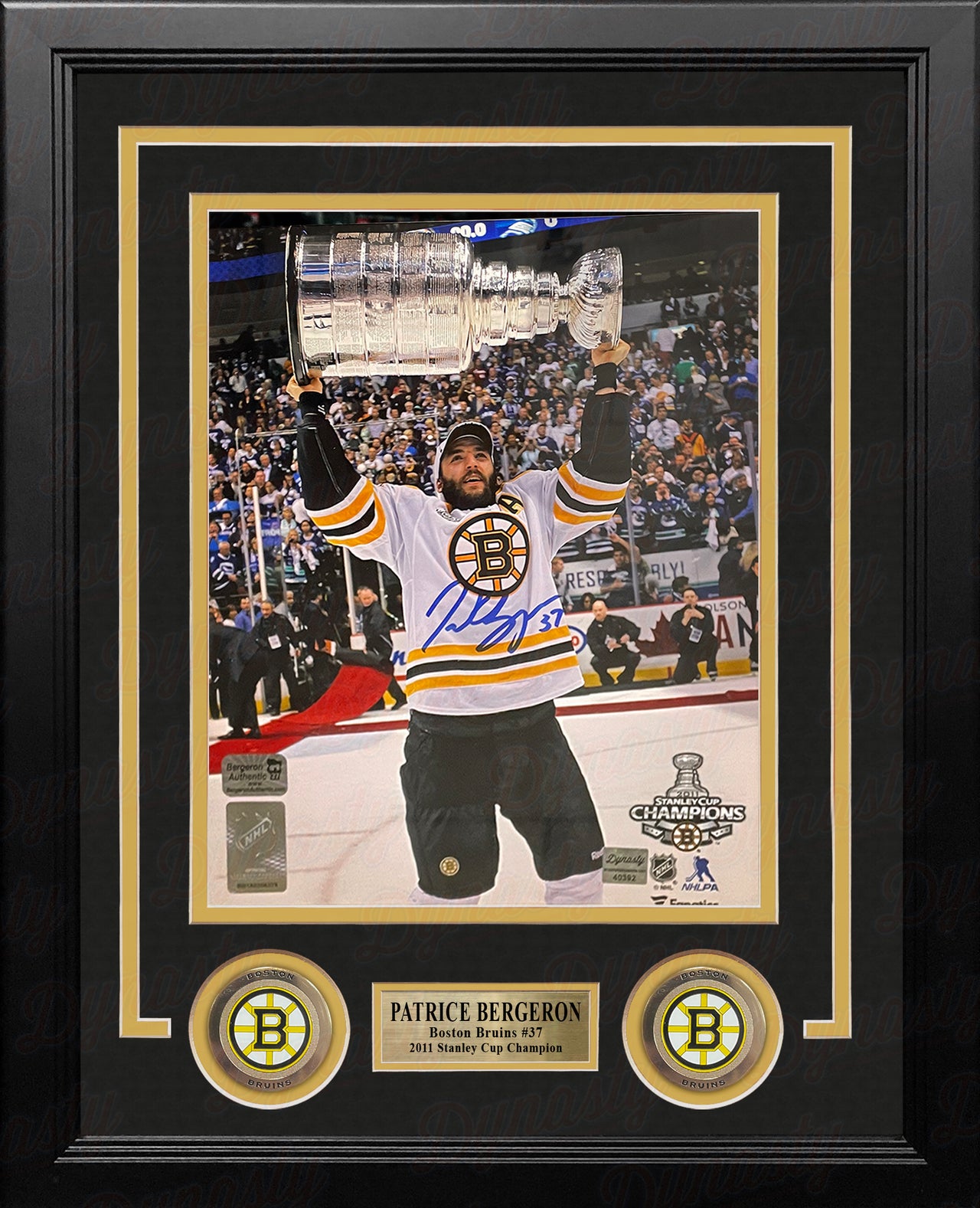 Patrice Bergeron 2011 Stanley Cup Boston Bruins Autographed 8" x 10" Framed Hockey Photo