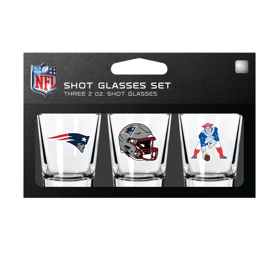 New England Patriots 3-Piece Shot Glass Gift Set