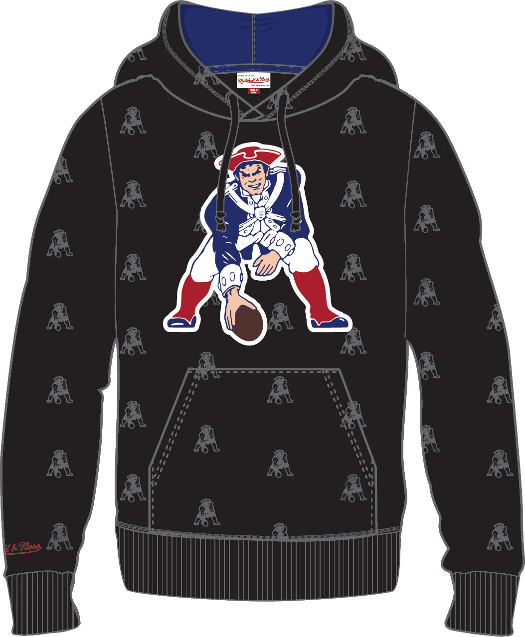 New England Patriots Mitchell & Ness All Over Print Fleece Hoodie
