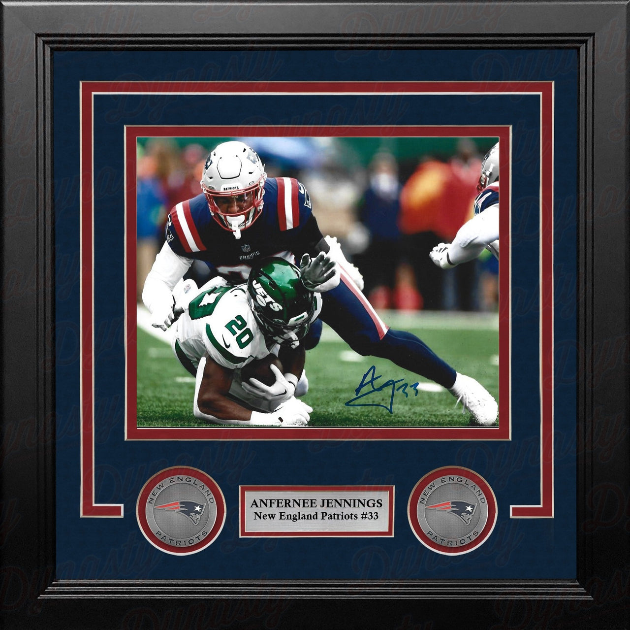Anfernee Jennings New England Patriots Autographed Jets Sack 8" x 10" Framed Football Photo