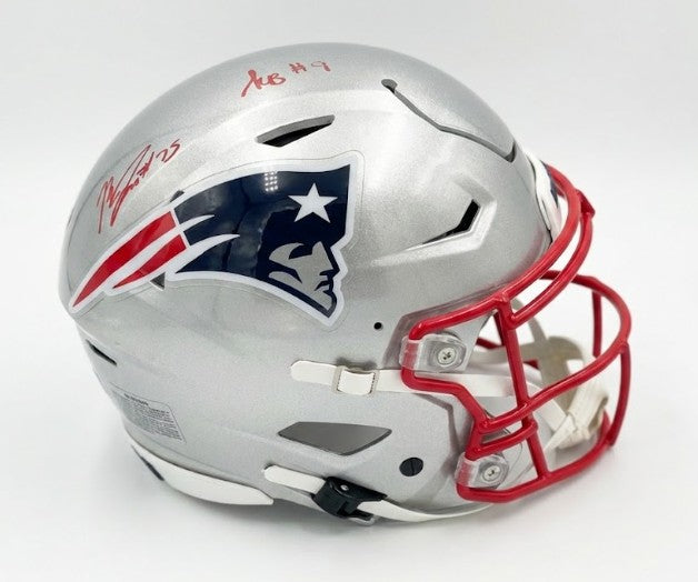 Kayshon Boutte & Marcus Jones New England Patriots Autographed Midi Helmet