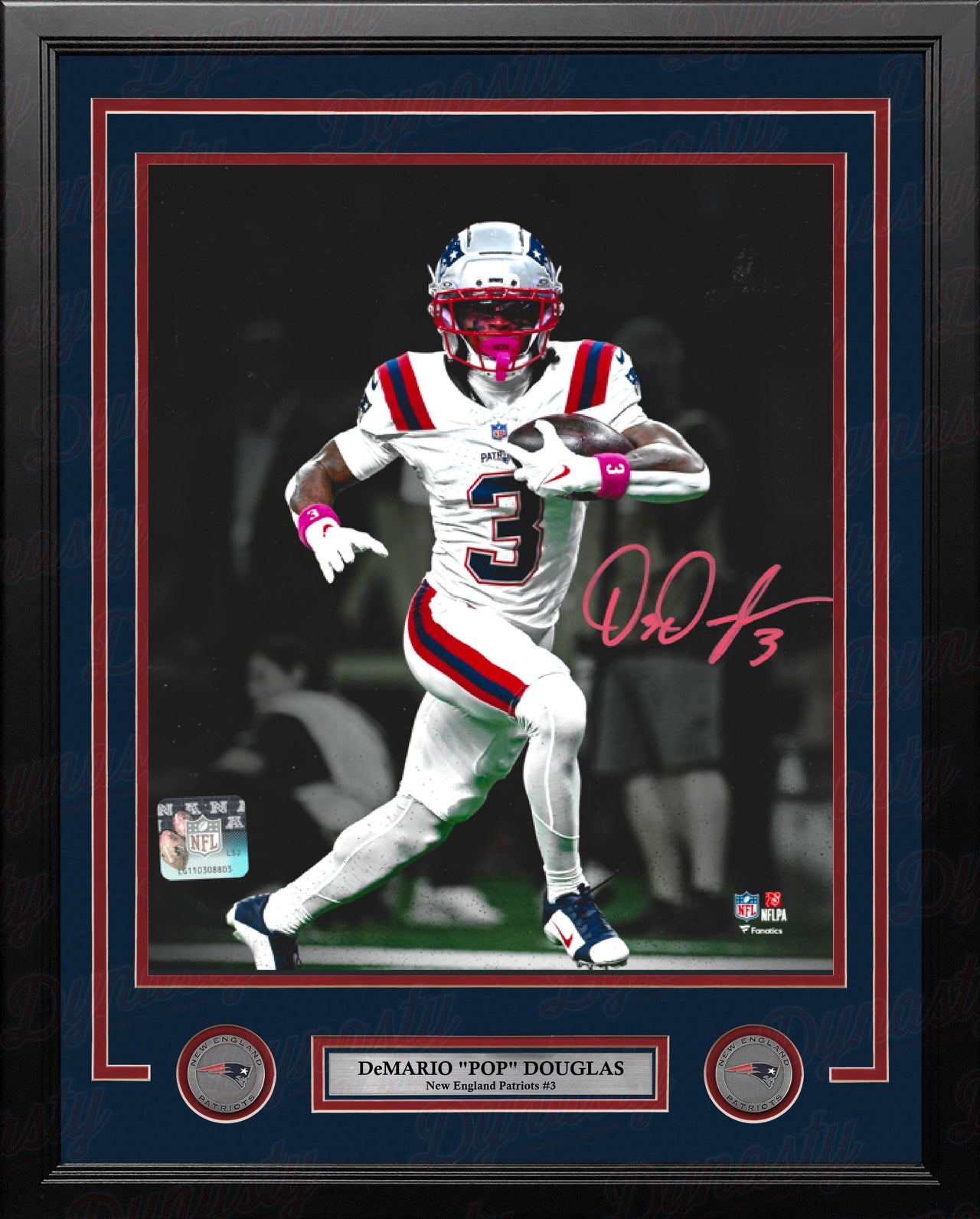 DeMario Pop Douglas New England Patriots Signed 16" x 20" Framed Photo
