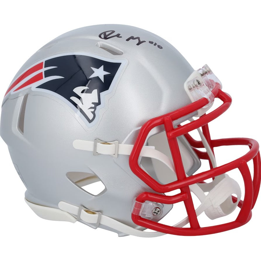 Drake Maye New England Patriots Autographed Football Speed Mini-Helmet