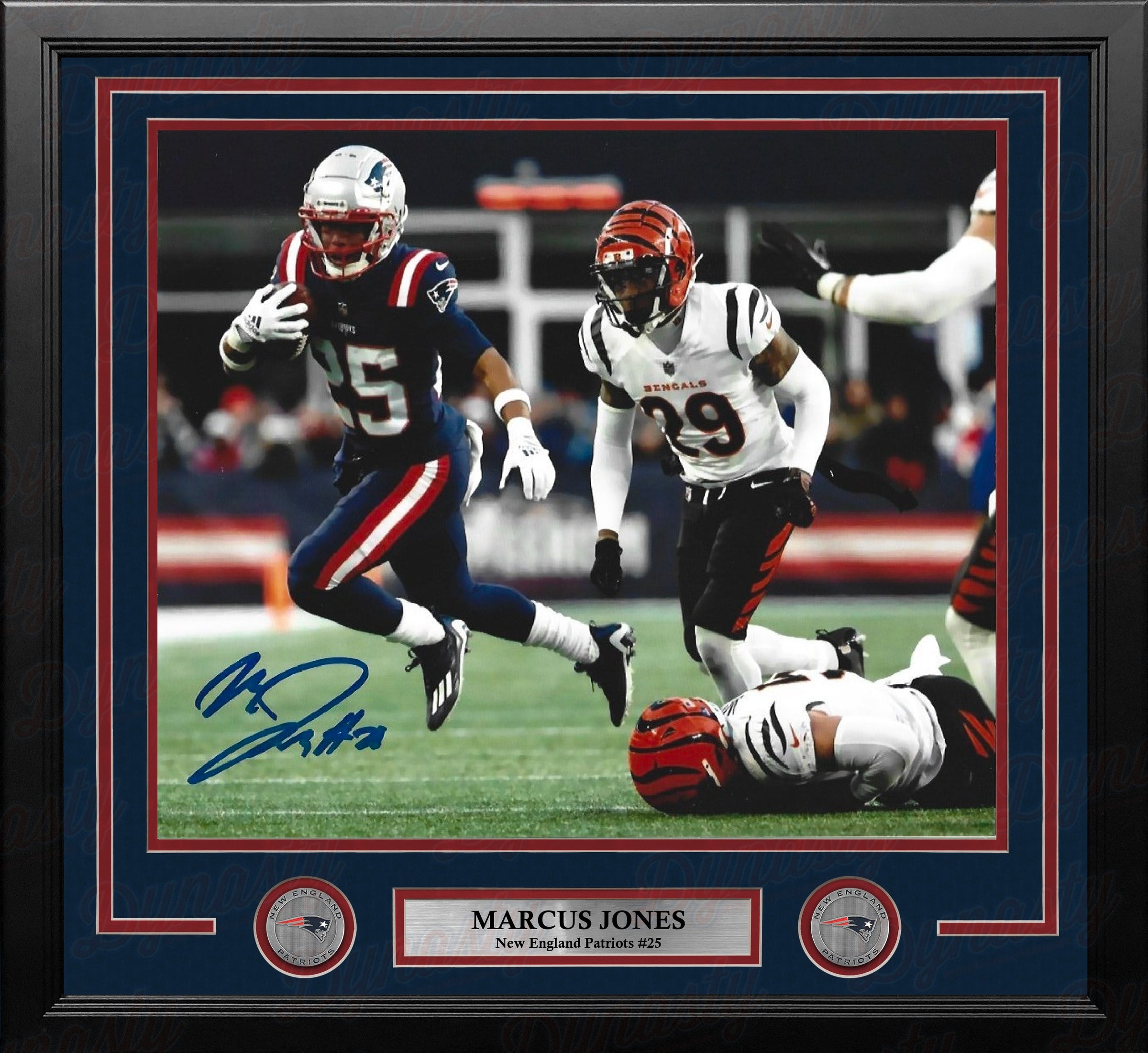 Marcus Jones New England Patriots Signed 11" x 14" Action Framed Photo