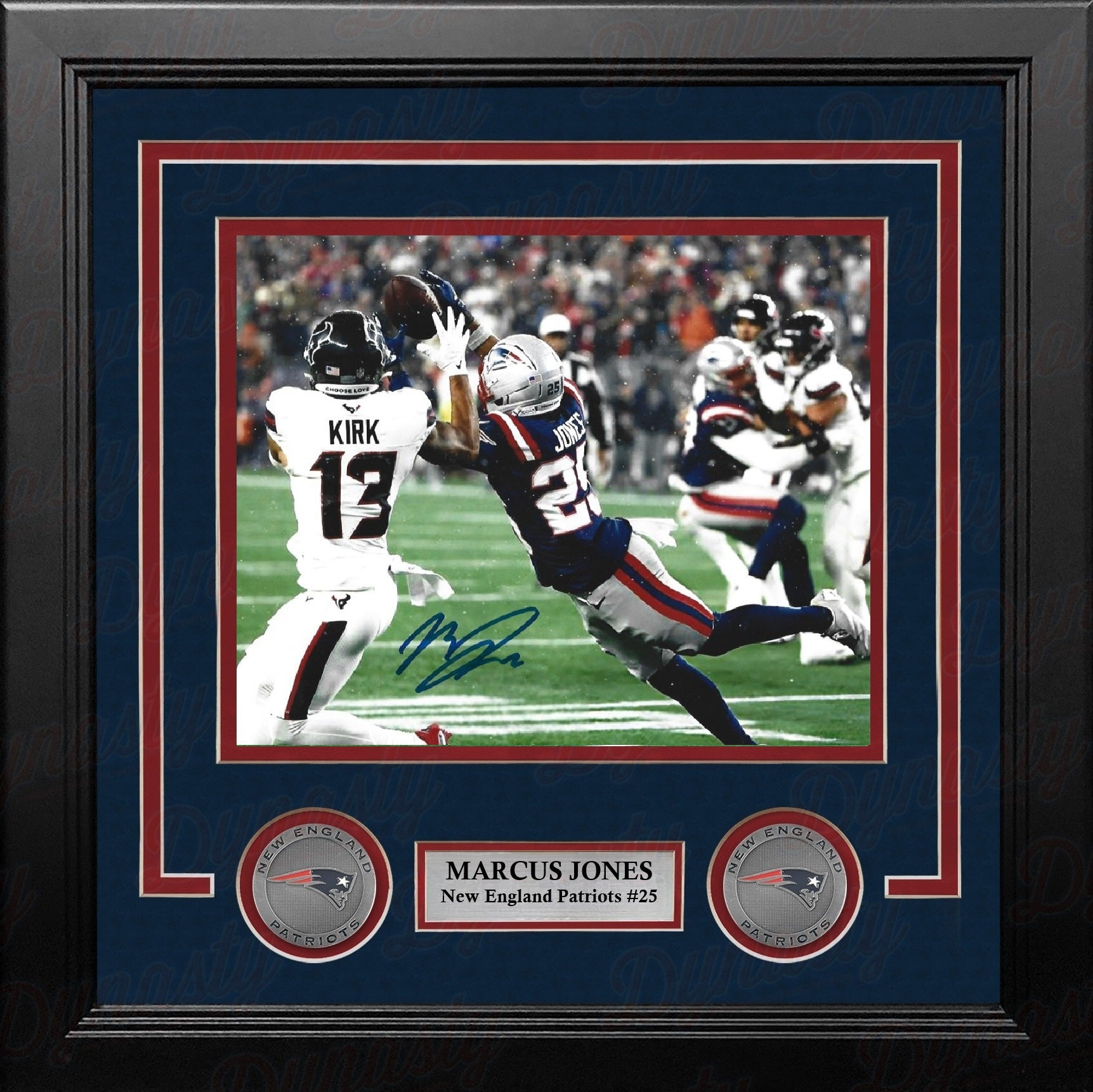 Marcus Jones Picks Off Stroud New England Patriots Autographed 8" x 10" Framed Football Photo