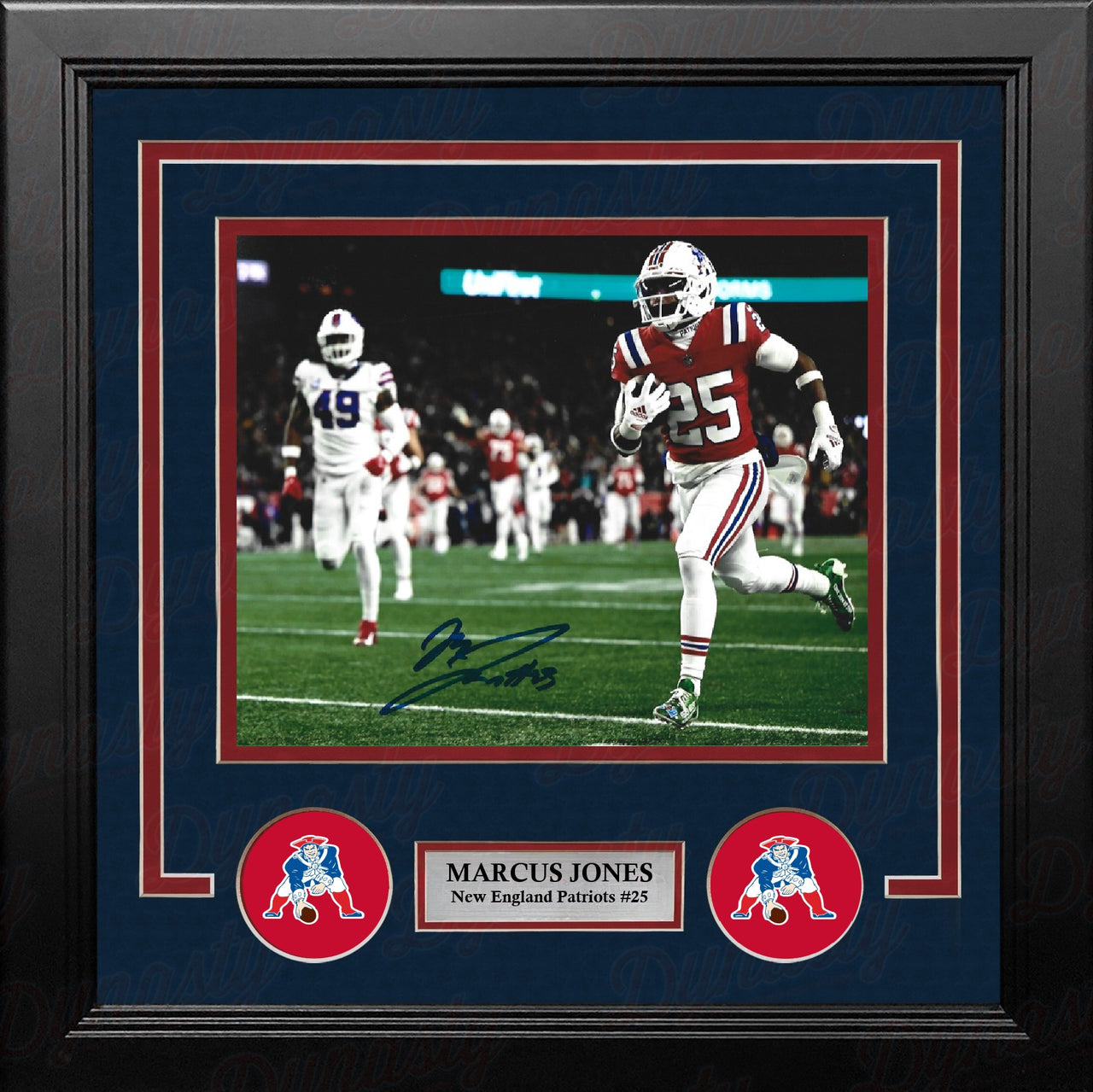 Marcus Jones New England Patriots Signed 8" x 10" Pick 6 Framed Photo