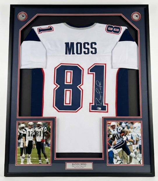 Randy Moss New England Patriots Autographed Framed Football Jersey