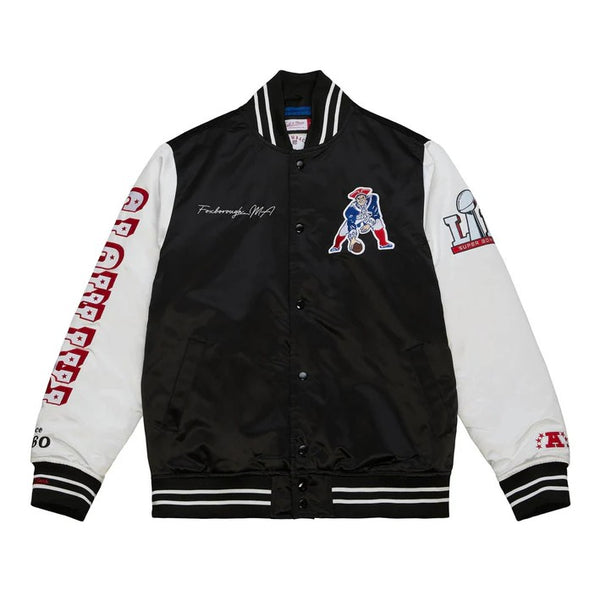 New England Patriots Mitchell & Ness Team Origins Varsity Satin