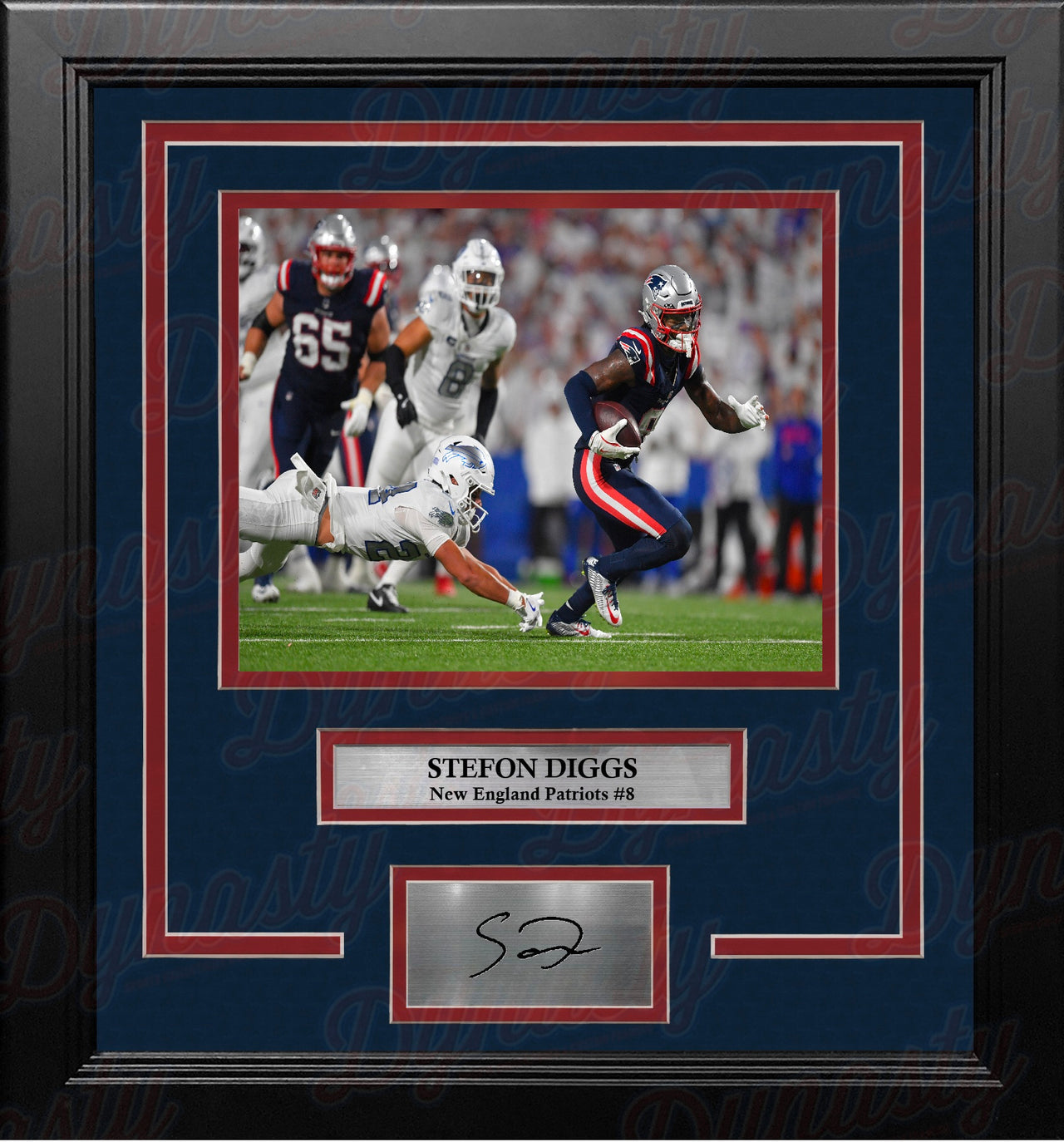 Stefon Diggs in Action New England Patriots 8" x 10" Framed Football Photo with Engraved Autograph