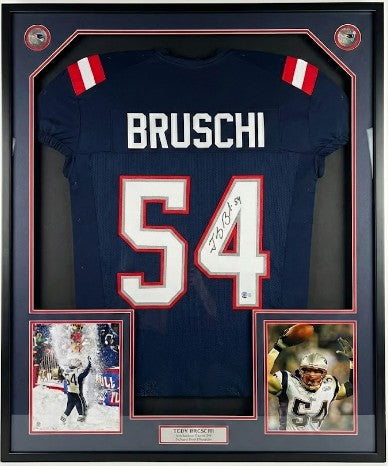 Tedy Bruschi New England Patriots Autographed Framed Football Jersey
