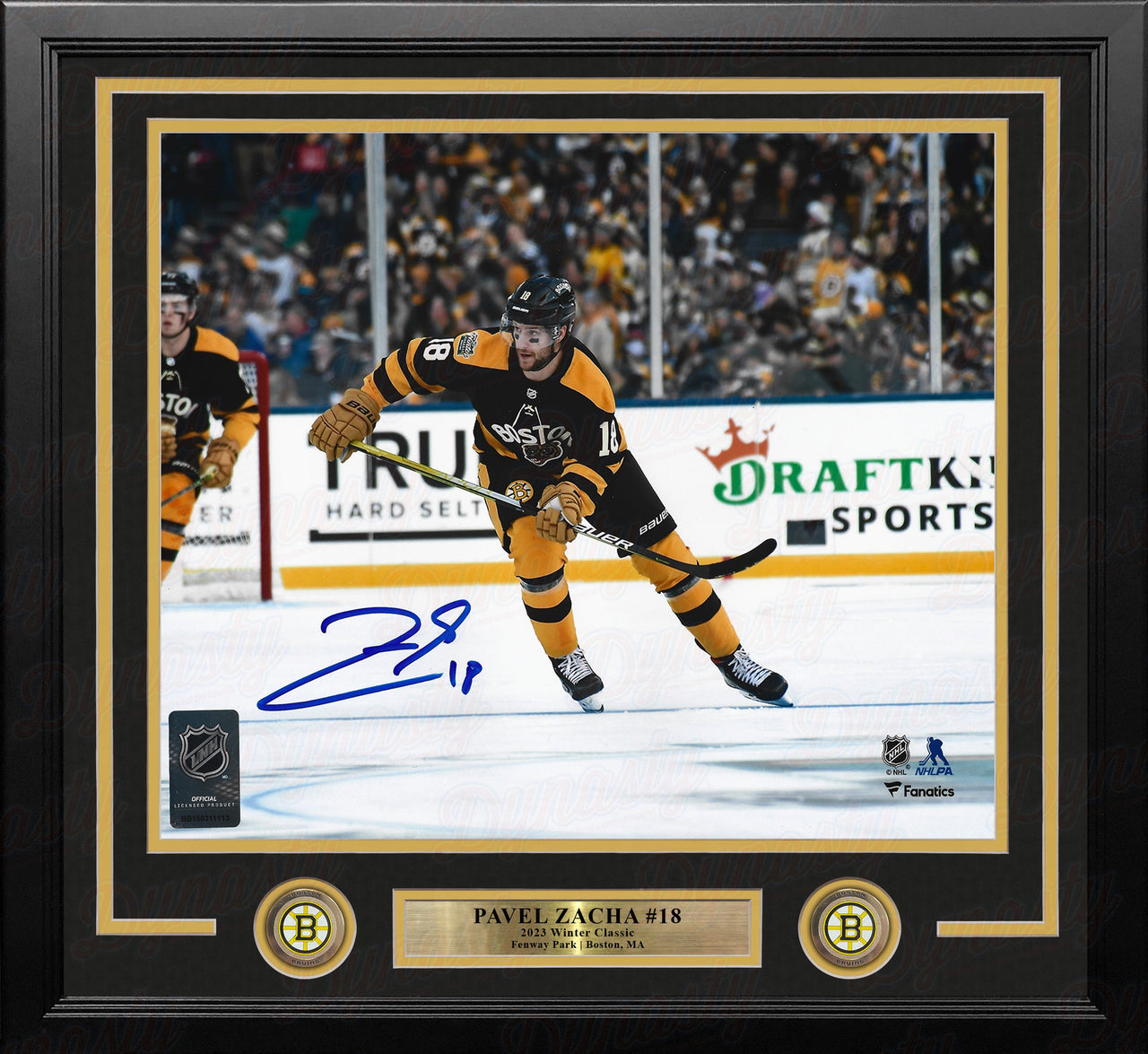 Pavel Zacha 2023 Winter Classic Action Boston Bruins Autographed Framed Hockey Photo - Dynasty Sports & Framing 