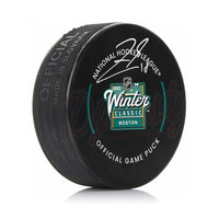 Pavel Zacha Boston Bruins Autographed 2023 Winter Classic Game Model Puck - Dynasty Sports & Framing 