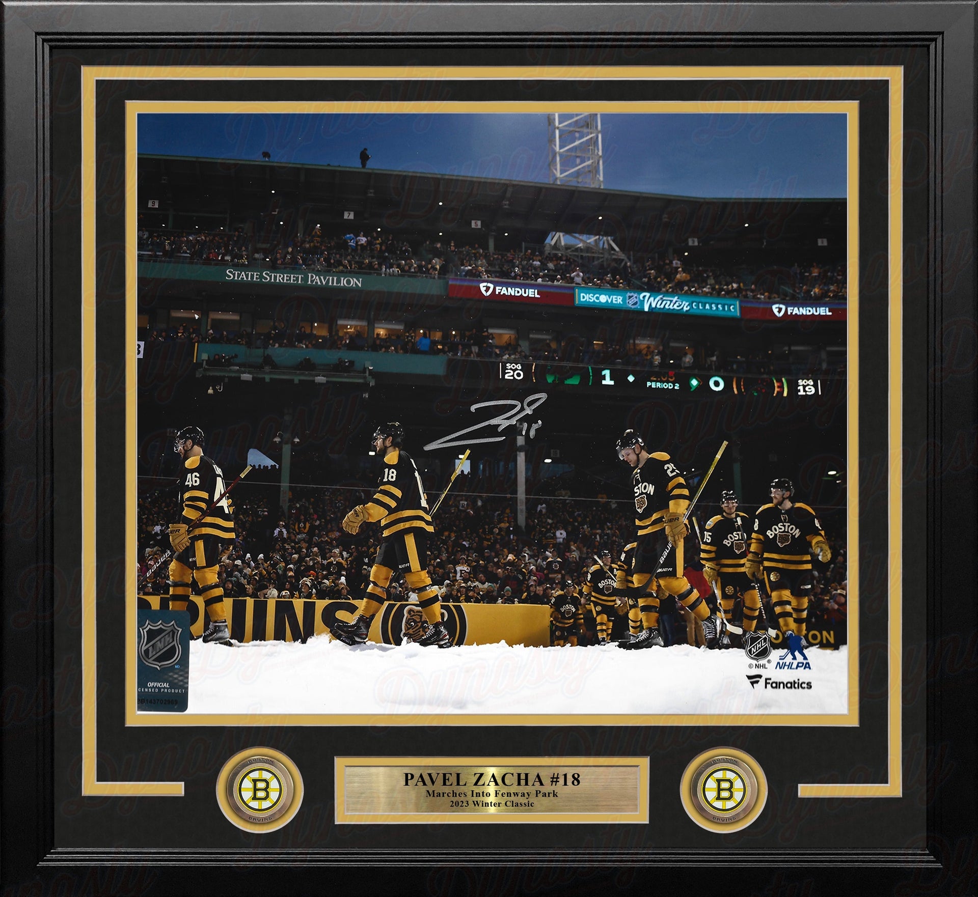 Pavel Zacha 2023 Winter Classic Entrance Boston Bruins Autographed Framed Hockey Photo - Dynasty Sports & Framing 