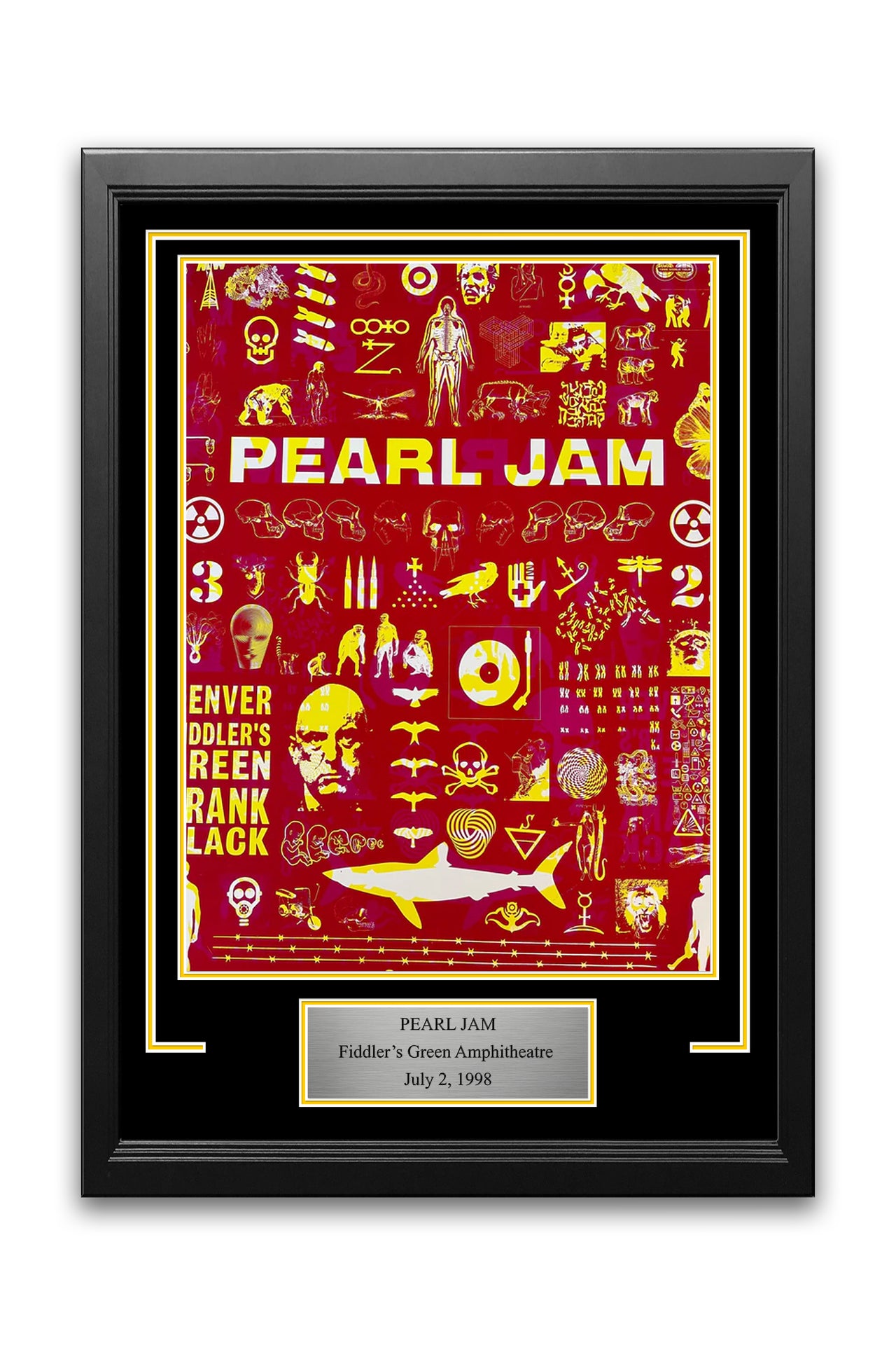 Pearl Jam Fiddler’s Green Amphitheatre 1998 Concert Poster Frame Kit