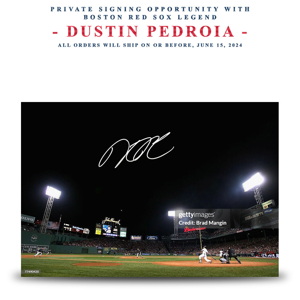 Dustin Pedroia Autographed 2007 World Series Lead Off Home Run Photo | Pre-Sale Opportunity