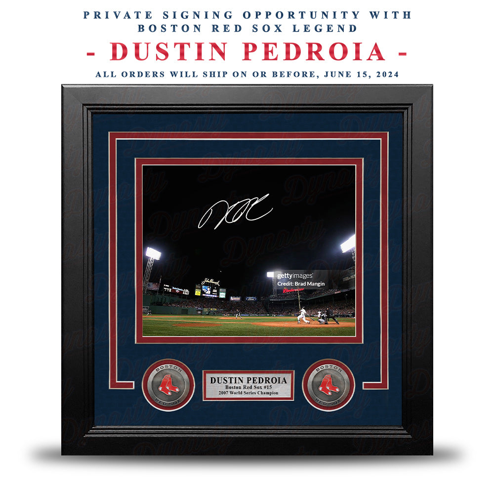 Dustin Pedroia Autographed 2007 World Series Lead Off Home Run Framed Photo | Pre-Sale Opportunity