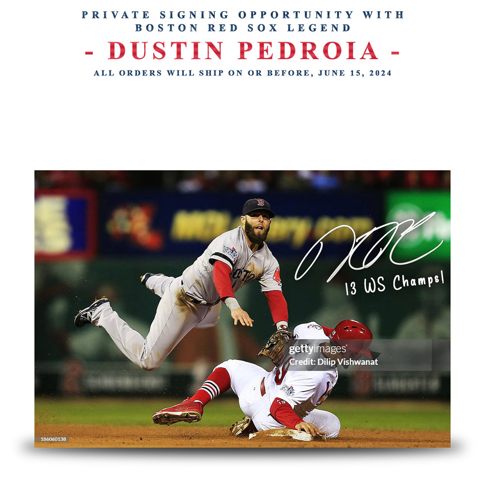 Dustin Pedroia Autographed 2013 World Series Action Photo | Pre-Sale Opportunity