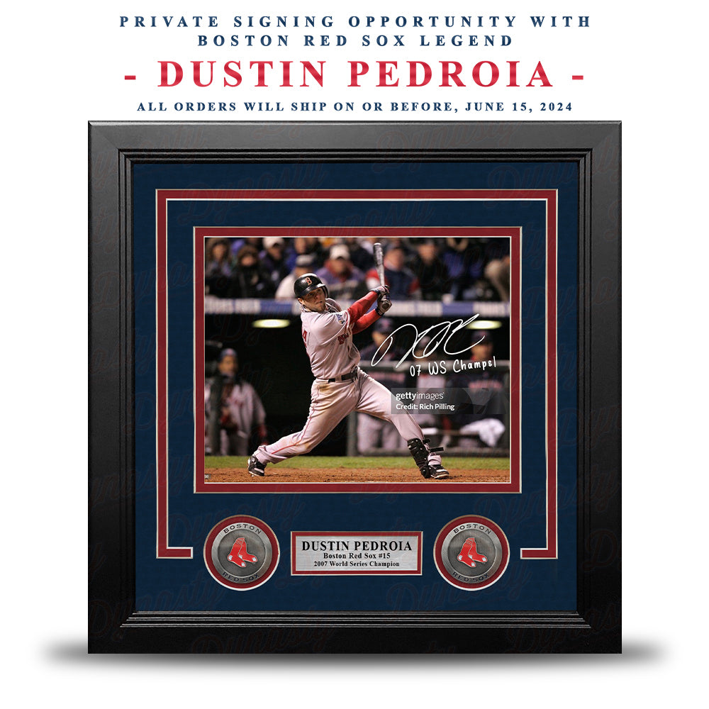 Dustin Pedroia Autographed 2007 World Series Game 3 Hit Framed Photo | Pre-Sale Opportunity