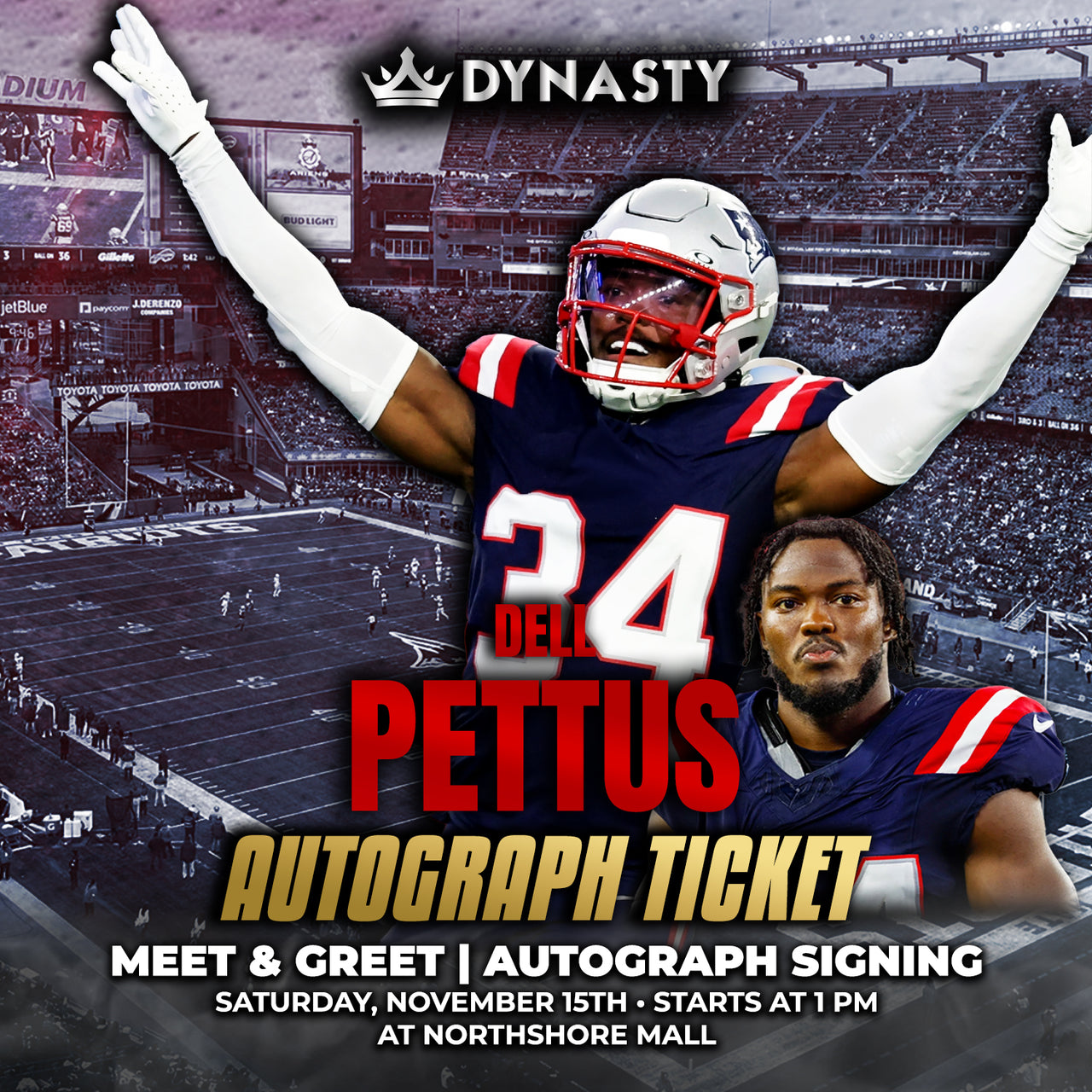 Dell Pettus New England Patriots Experience Tickets