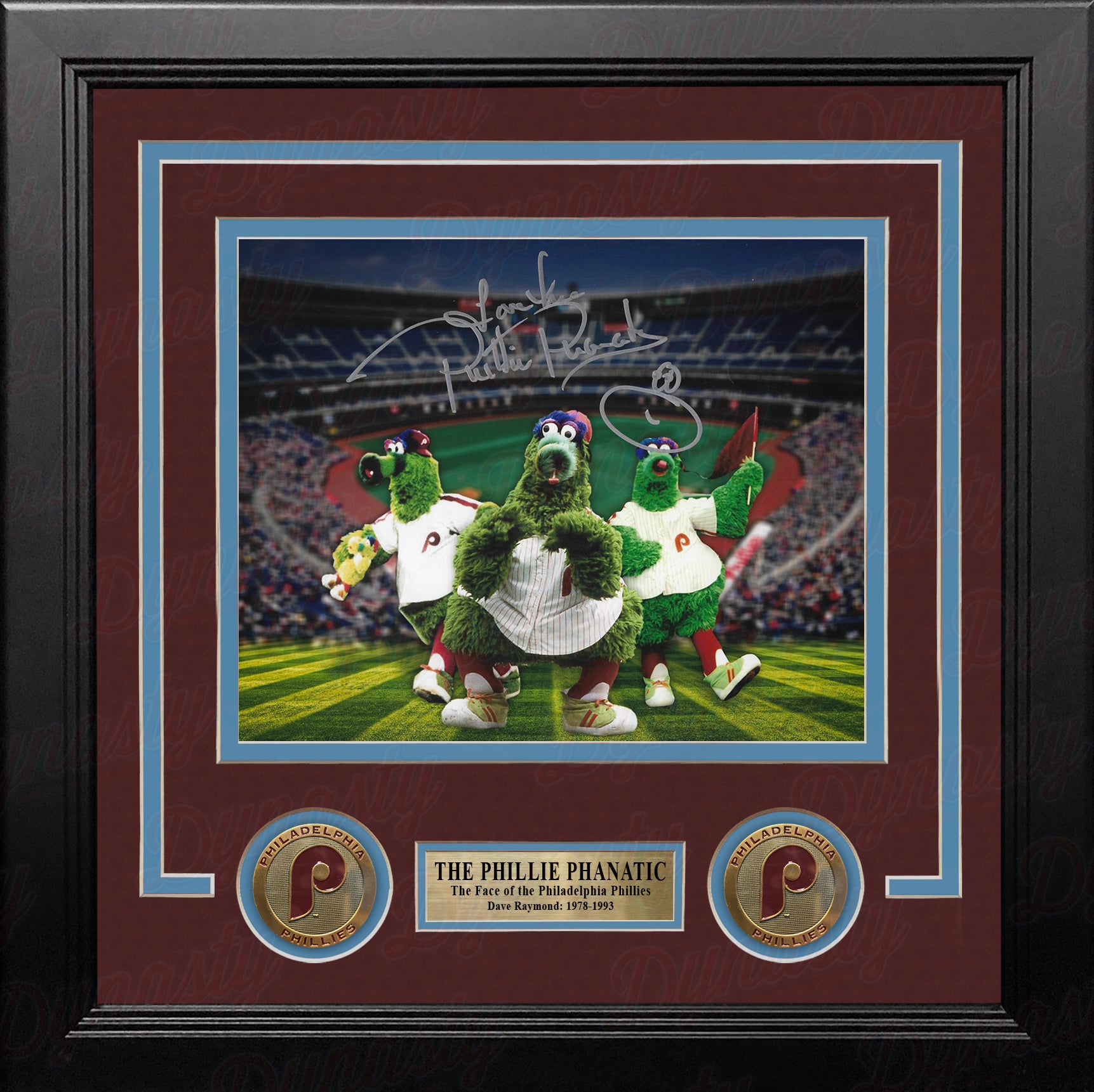 Phillie Phanatic Dave Raymond Autographed 8" x 10" Framed Baseball Collage Photo - Dynasty Sports & Framing 