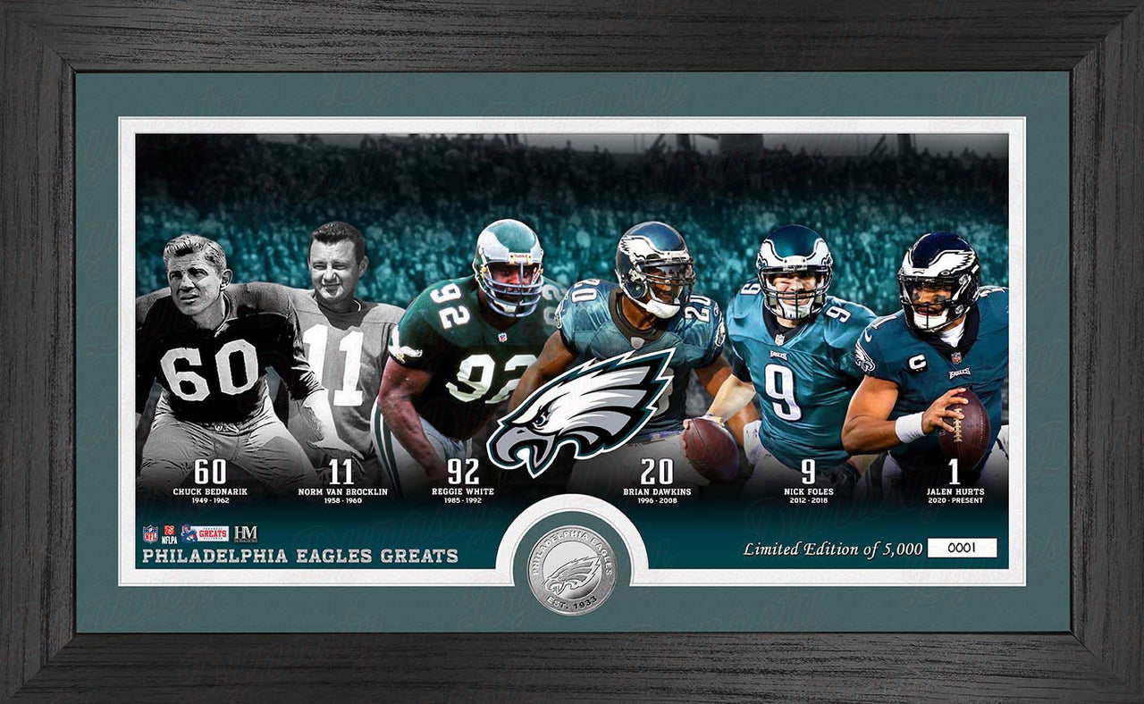 Philadelphia Eagles All-Time Greats 12x20 Highland Mint Silver Coin Framed Photo - Limited to 5,000