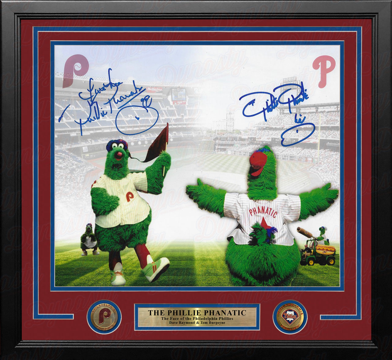 Phillie Phanatic Dave Raymond & Tom Burgoyne 16" x 20" Framed Baseball Collage Photo - Dynasty Sports & Framing