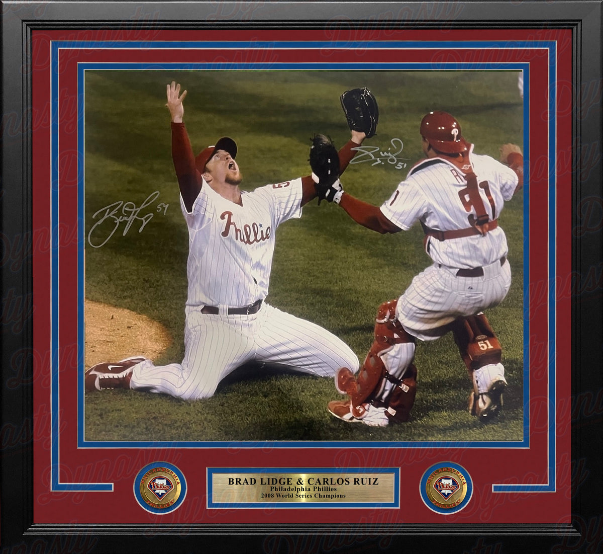 Brad Lidge & Carlos Ruiz Philadelphia Phillies World Series Autographed 16x20 Framed Photo