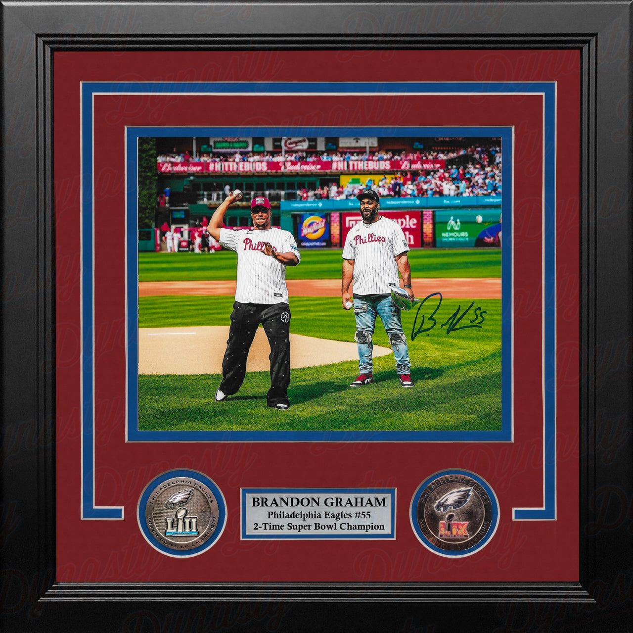 Brandon Graham First Pitch with Barkley Philadelphia Phillies Autographed 8" x 10" Framed Baseball Photo