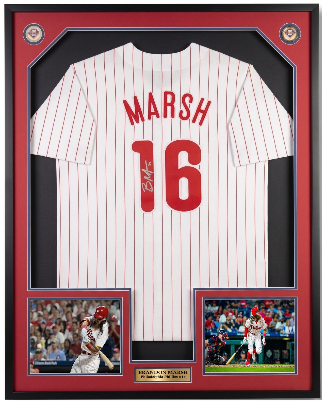 Brandon Marsh Philadelphia Baseball Pro-Style Signed & Framed Pinstripe Jersey