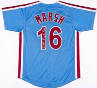 Brandon Marsh Philadelphia Baseball Pro-Style Signed Throwback Jersey Inscribed Ring the Bell