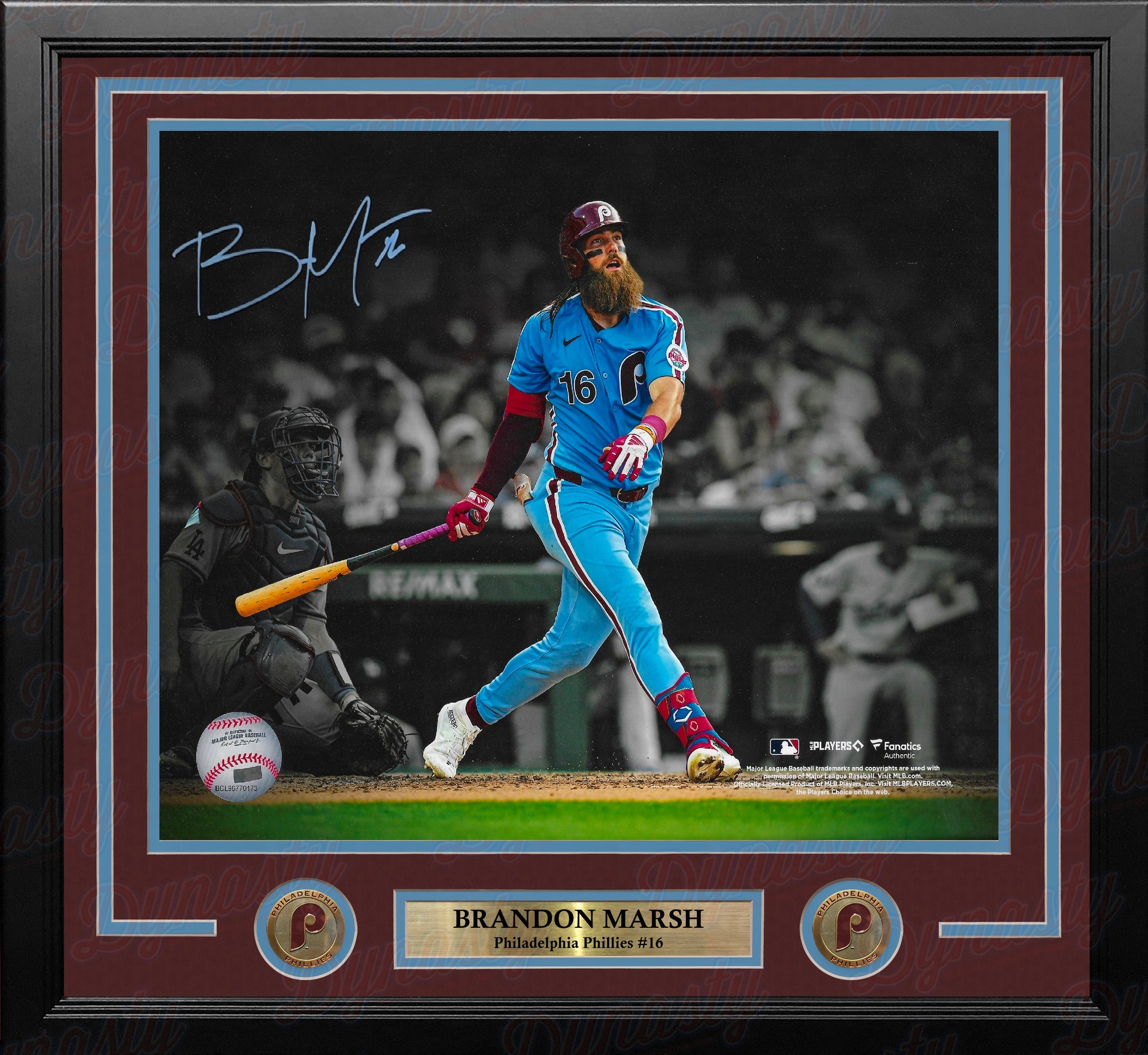 Brandon Marsh Home Run Philadelphia Phillies Autographed 11" x 14" Framed Throwback Blackout Photo
