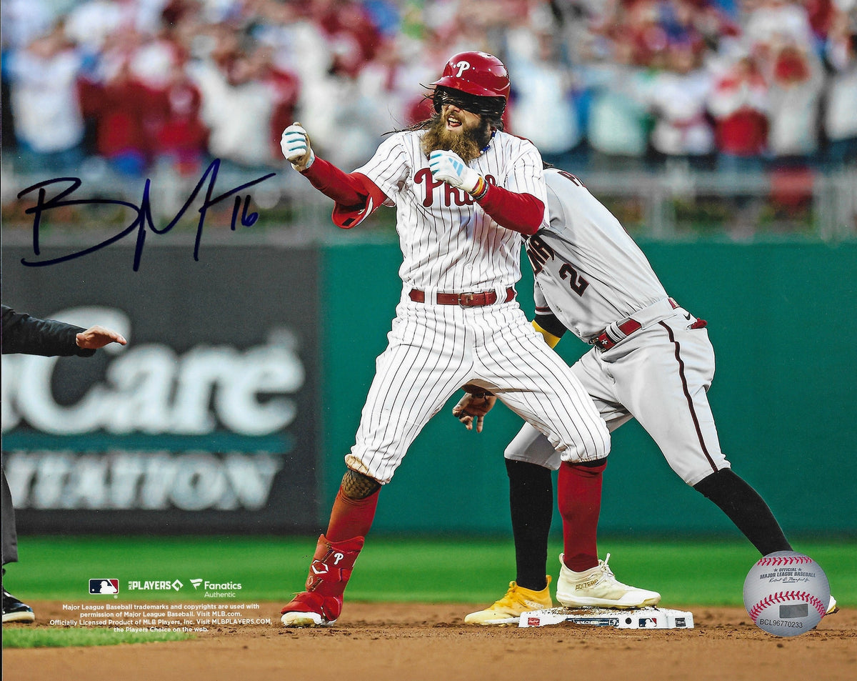 Brandon Marsh Celebration Philadelphia Phillies Autographed Baseball Photo - Dynasty Sports & Framing 