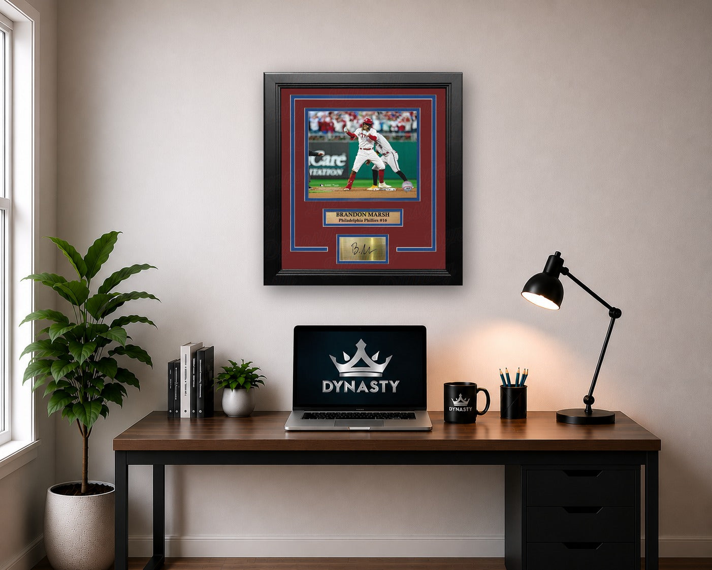Brandon Marsh Celebration Philadelphia Phillies 8x10 Framed Baseball Photo with Engraved Autograph