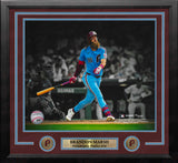 Brandon Marsh Home Run Philadelphia Phillies 11" x 14" Framed Throwback Blackout Photo - Dynasty Sports & Framing 