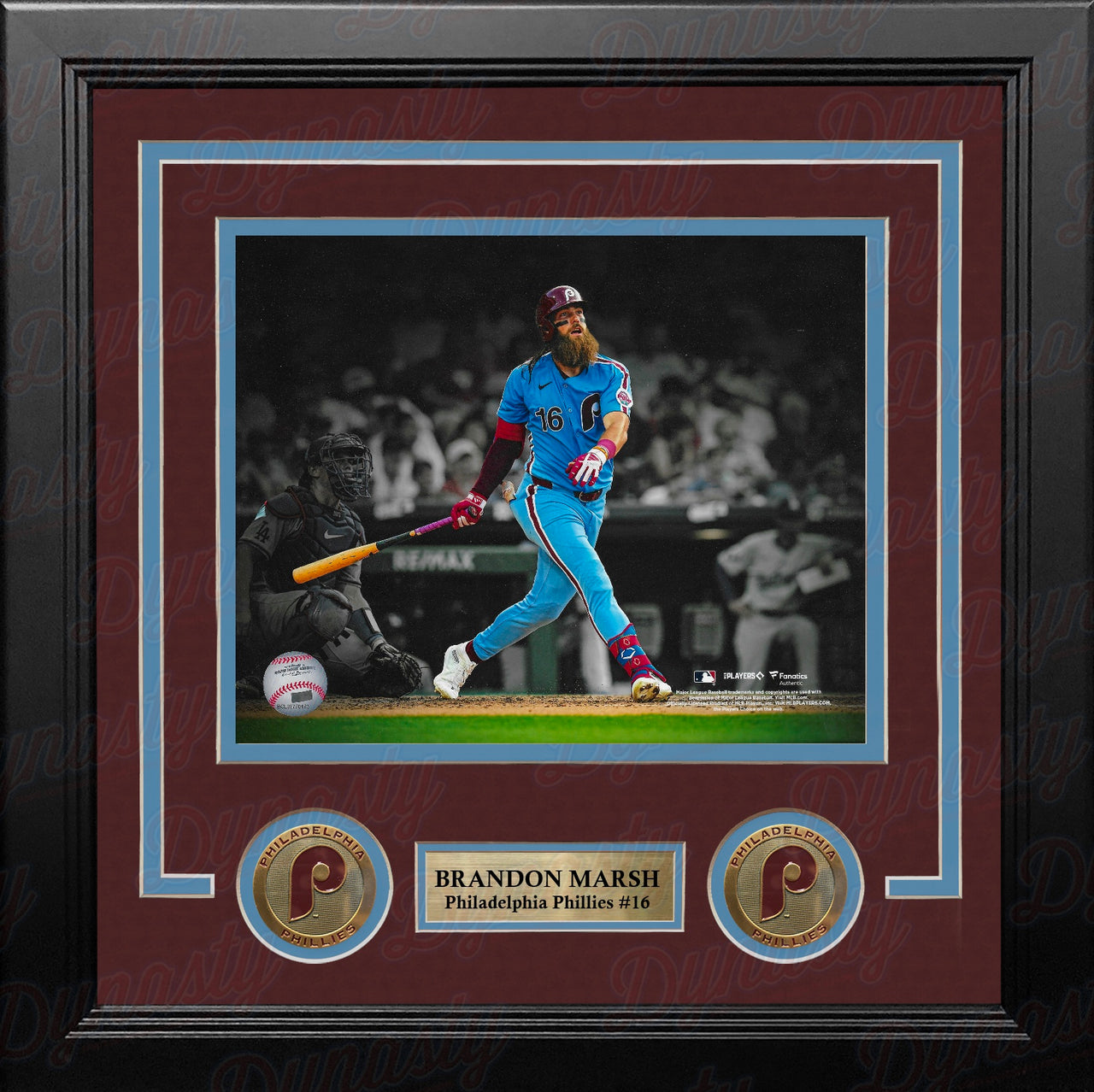 Brandon Marsh Home Run Philadelphia Phillies 8" x 10" Framed Throwback Blackout Photo - Dynasty Sports & Framing 