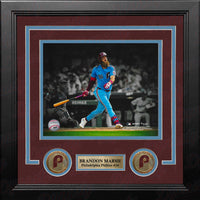 Brandon Marsh Home Run Philadelphia Phillies 8" x 10" Framed Throwback Blackout Photo - Dynasty Sports & Framing 