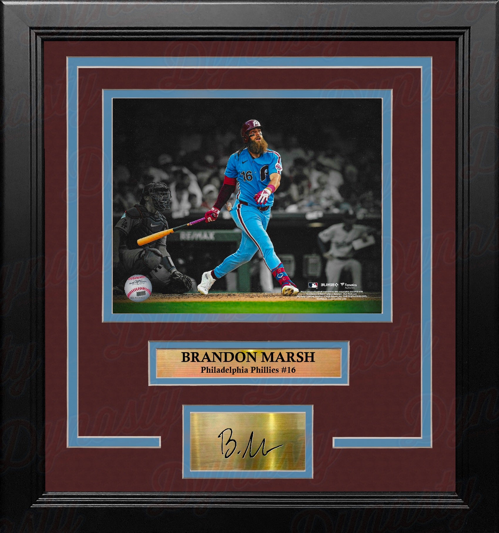 Brandon Marsh Philadelphia Phillies 8x10 Framed Throwback Blackout Photo with Engraved Autograph