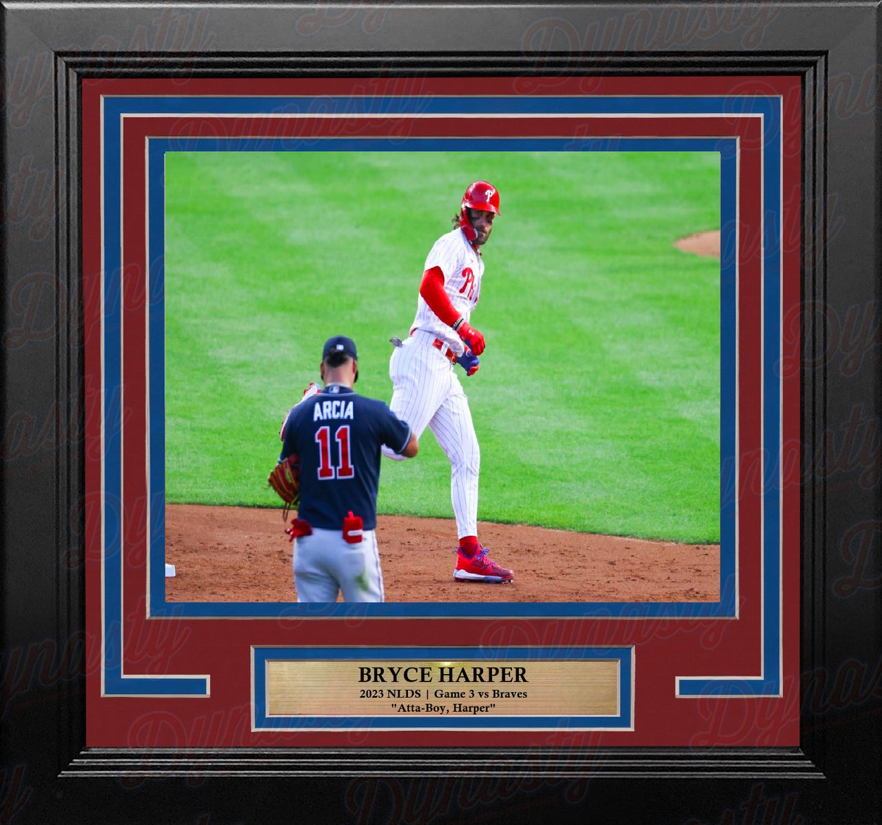 Bryce Harper Stares Down Arcia 2023 NLDS Philadelphia Phillies 8" x 10" Framed Photo